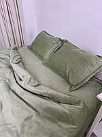 Плюшевое постельное белье однотонное велюровое теплое Полуторный комплект 1236