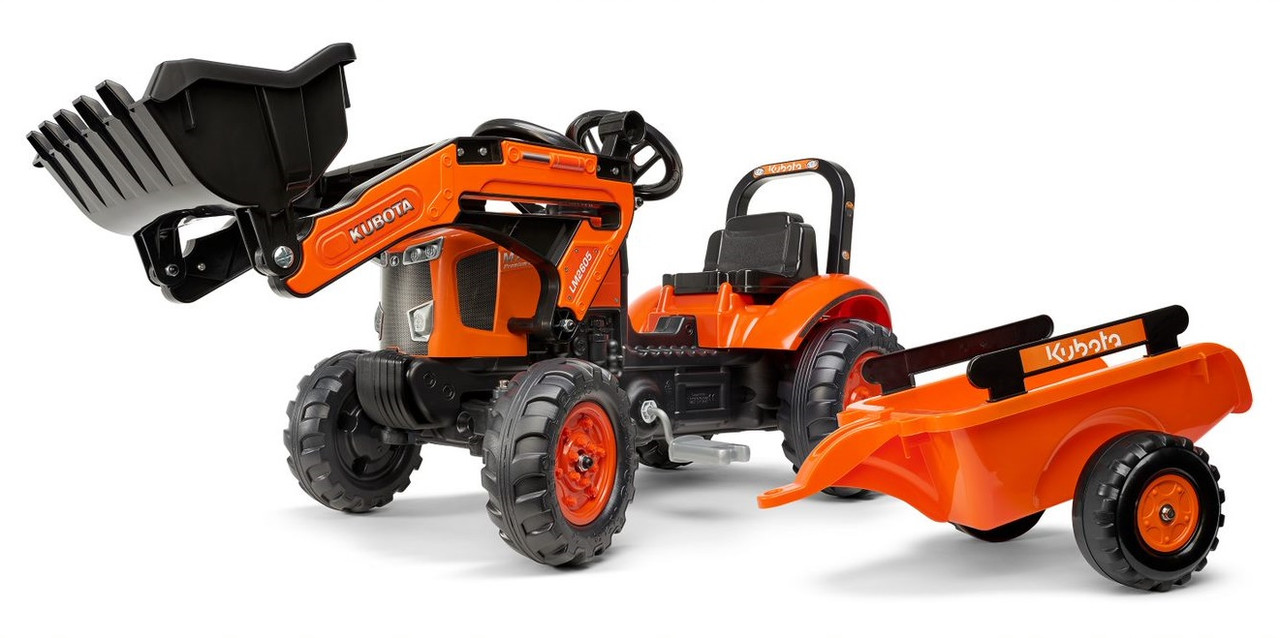 Трактор на педалях з причіпом та переднім ковшом Falk 2065AM Kubota, фото 1