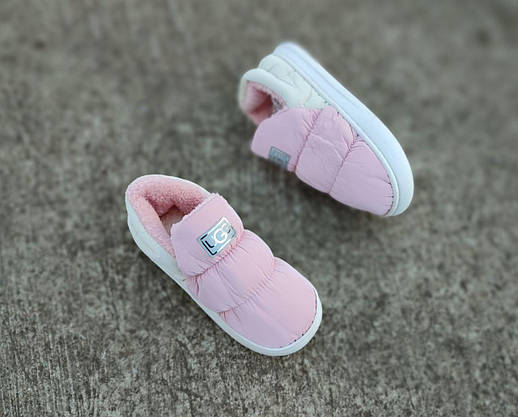 UGG Уги дутики стьобані автоледі РОЗОВНІ зимові pink короткі сліпони мокасини жіночі теплі, фото 5