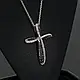 Підвіска хрестик з камінчиками, срібного кольору, фото 2