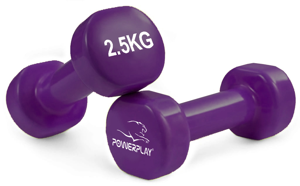 Гантель вінілова PowerPlay 4125 Achilles 2*2.5 кг.Фіолетовіі (2шт.)