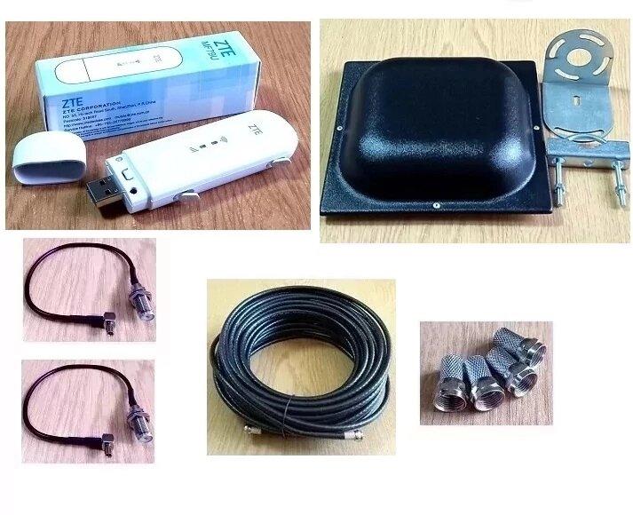 MIMO USB Wi-Fi модем ZTE MF79U з антеною панельною MIMO АМ-17В, 2 антенними адаптерами, 20 м кабелю RG-6U 75 Ом