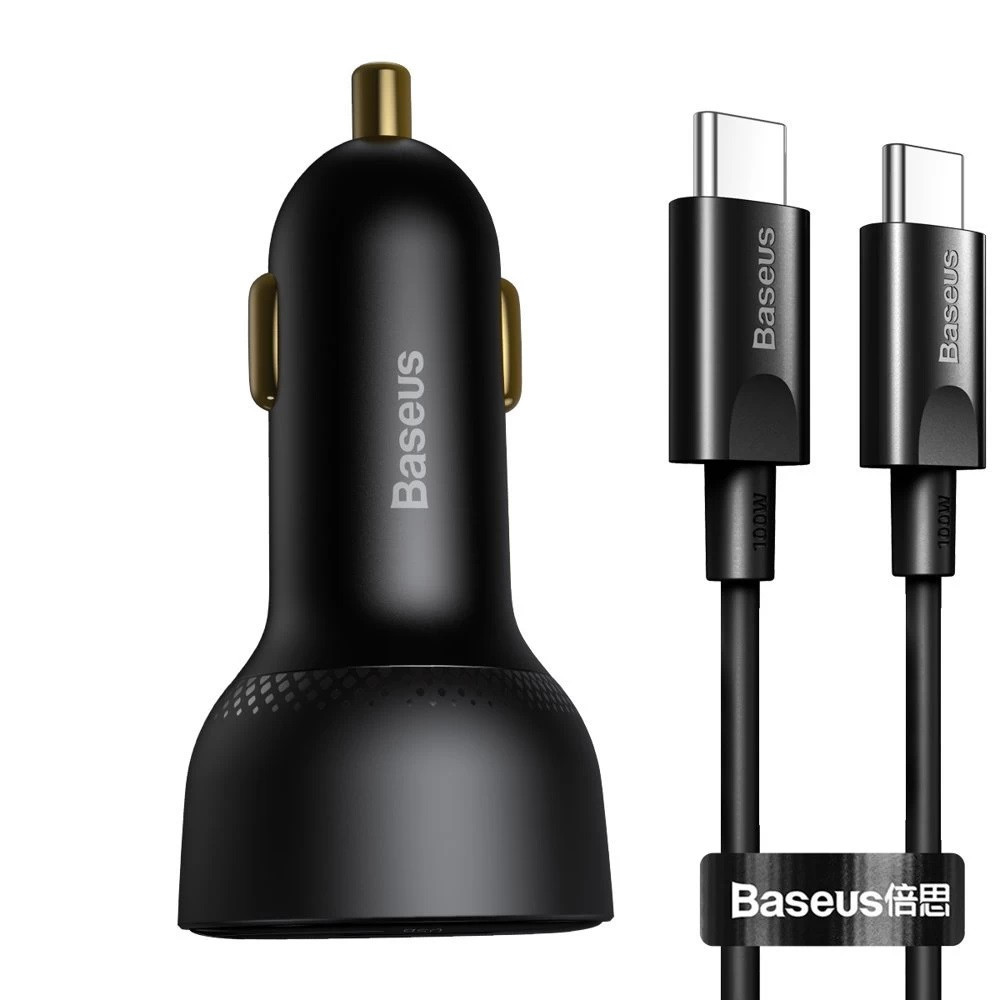 Автомобільний зарядний пристрій Baseus Superme Digital Display QC 4.0+PD3.0 PPS 100W + кабель Type-C 100W