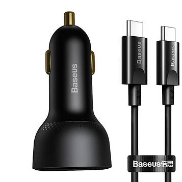 Автомобільний зарядний пристрій Baseus Superme Digital Display QC 4.0+PD3.0 PPS 100W + кабель Type-C 100W