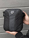 Чоловіча сумка-барсетка темно-сіра із чорними вставками, фото 3