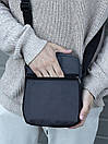 Сумка-месенджер сіро-чорна з брендовою нашивкою, фото 2