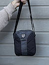 Сумка-месенджер сіро-чорна з брендовою нашивкою, фото 3