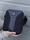 Сумка-месенджер сіро-чорна з брендовою нашивкою, фото 4