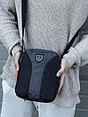 Сумка-месенджер сіро-чорна з брендовою нашивкою, фото 5