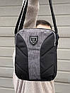 Барсетка тканинна кольору сірий меланж із чорними вставками, фото 3