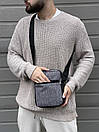 Барсетка тканинна кольору сірий меланж із чорними вставками, фото 7