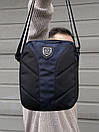 Барсетка чоловіча синьо-чорна з пришивним логотипом, фото 3