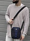 Барсетка чоловіча синьо-чорна з пришивним логотипом, фото 6