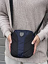 Барсетка чоловіча синьо-чорна з пришивним логотипом, фото 7