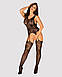 Бодістокінг Obsessive Bodystocking F237 S/M/L, рослинне плетіння, імітація панчіх, фото 4