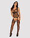 Бодістокінг Obsessive Bodystocking G323 XL/XXL black, малюнок бджоли та метелика, фото 4