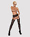 Панчохи-стокінги з рослинним малюнком Obsessive Garter stockings S206 black S/M/L чорні, імітація га, фото 4