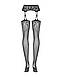 Панчохи-стокінги з рослинним малюнком Obsessive Garter stockings S206 black S/M/L чорні, імітація га, фото 7
