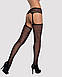 Сітчасті панчохи-стокінги з квітковим малюнком Obsessive Garter stockings S207 XL/XL, чорні, імітаці, фото 3