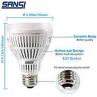 SANSI Grow Light Bulb LED E27 Full Spectrum Plant Lights 13w Plant Growth Hydroponic Lights для кімнатни