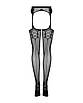 Сітчасті панчохи-стокінги зі стрілкою Obsessive Garter stockings S314 S/M/L, чорні, імітація гартері, фото 6
