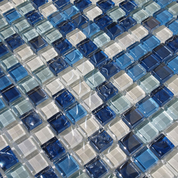 Микс голубая с синим стеклянная мозаика Vivacer DAF6 - фото 2 - id-p292139533