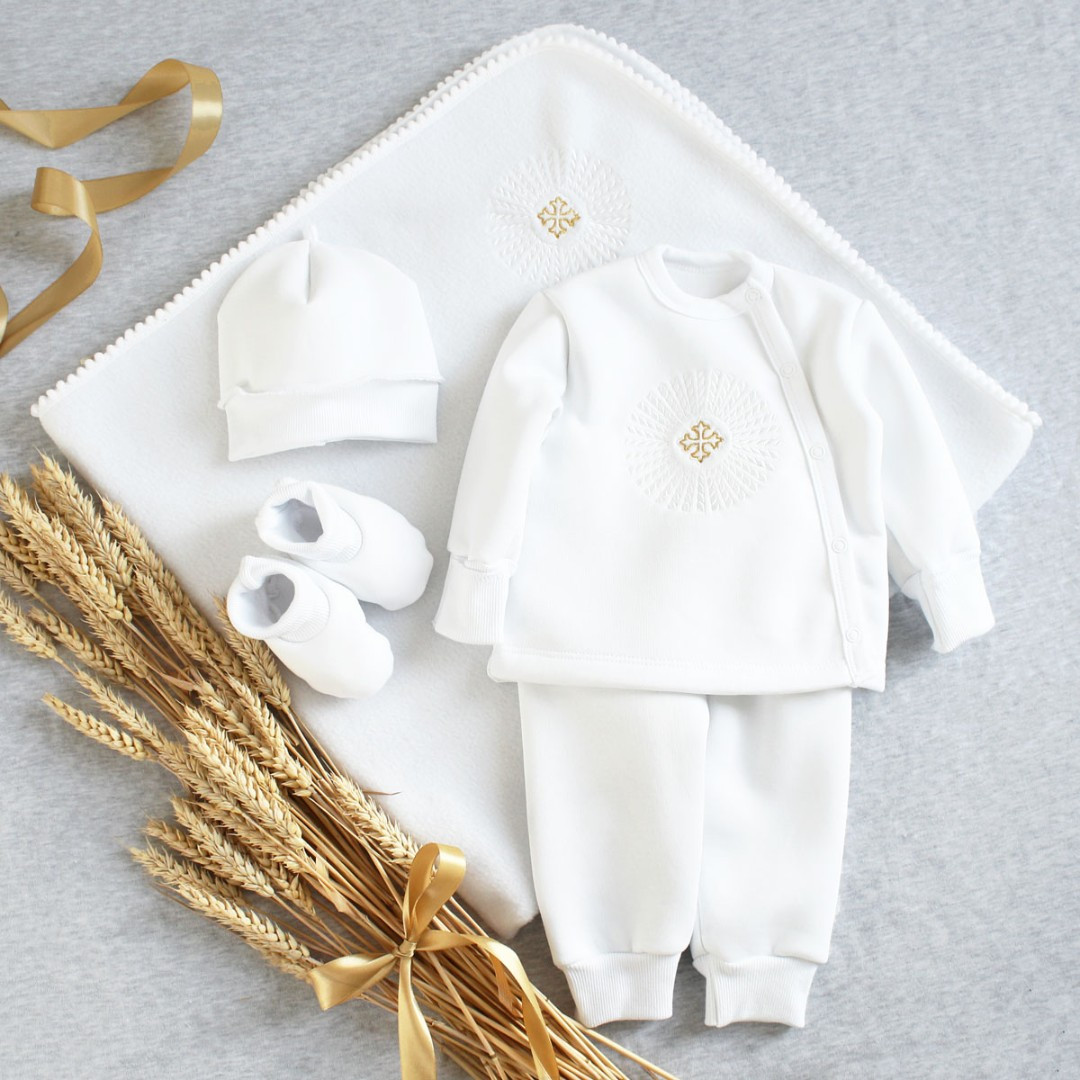 Повний набір для хрещення новонароджених з крижмою хлопчику, фото 1