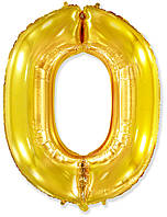 Фольгированный шар цифра 0 золото, 40" (102 см) Flexmetal в упаковке