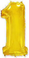 Фольгована куля цифра 1 золото, 40" (102 см) Flexmetal в упаковці