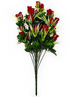 Искусственные цветы Букет бархатной Розы VIP, 24 головы, 790 мм, цвет - красный