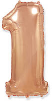 Фольгована цифра 1 рожеве золото, 40" (102 см) Flexmetal в упаковці