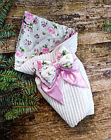 Демисезонный плюшевый конверт одеяло для новорожденных девочек, принт цветы