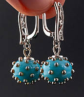 Сережки-бутони зі скляних намистин ручної роботи лемпворк авторської роботи.