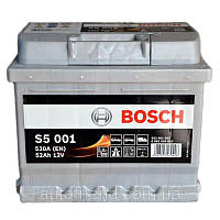 Аккумулятор автомобильный Bosch S5 52Ah 520A S50010 P+( правый плюс) 0092S50010 (552401052) (4047023479426)