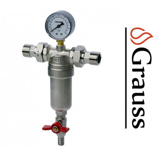 Купить Фильтр самопромывной (самочистной) с манометром 1/2" Grauss ...
