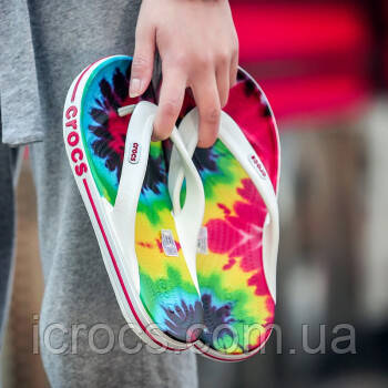 Crocs Bayaband Tie-Dye Mania Flip оригинал США M10W12 43-44 (28 см) в'єтнамки шльопанці крокс original сланці