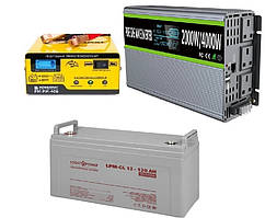 Комплект Інвертор Напруги 12v-220v 4000Вт //ЧИСТИЙ СіНУС+ЗАРЯДНЕ 15 А+ гелева батарея 120 ач