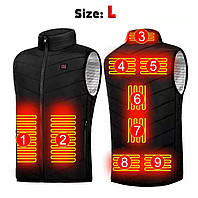 Жилет с подогревом, размер L, от PowerBank (USB-кабель), 9 зон подогрева, жилетка с подогревом