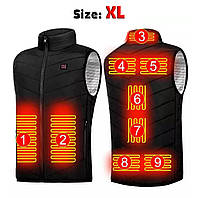 Жилет с подогревом, размер XL, от PowerBank (USB-кабель), 9 зон подогрева жилетка с подогревом