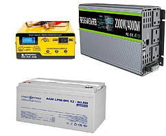 Комплект резервного живлення для котла та теплої підлоги LOGIC POWER 4000W+ ЗАРЯДНЕ+ мультигелева батарея 80 ч