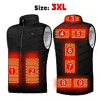 Жилет с подогревом, размер 3XL, от PowerBank (USB-кабель), 9 зон подогрева жилетка с подогревом