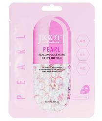 НАБІР 10 масок - Ампульна маска з екстрактом перлів Jigott Pearl Real Ampoule Mask, 10 шт.*27 мл.