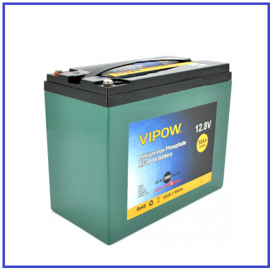 Акумуляторна батарея Vipow LiFePO4 12.8V 30Ah ВМS 25A (225x120x175) до 4000 циклів
