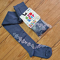 Колготи для дівчинки "Квіти", зріст 104-110, колір сірий