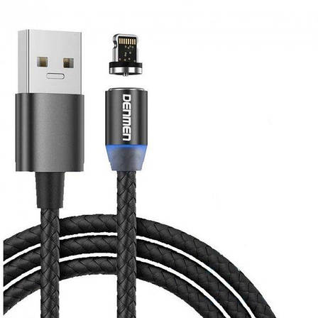 Кабель Magnetic USB - Lightning Denmen D09L 2.4A Black, фото 2