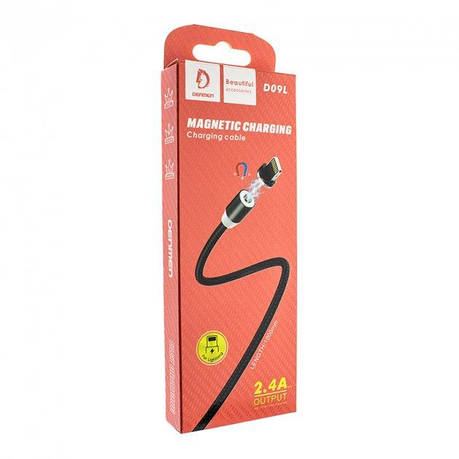 Кабель Magnetic USB - Lightning Denmen D09L 2.4A Black, фото 1