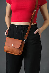 Жіноча шкіряна сумка Макарун, натуральна Вінтажна шкіра, колір коричневий, відтінок Коньяк