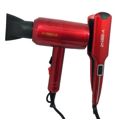 Фен та прасочка вирівнювач для волосся V-Benz V0808 багатофункціональний набір для укладання, фото 1