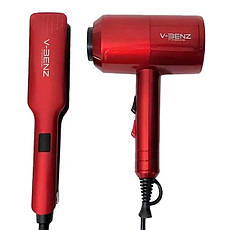 Фен та прасочка вирівнювач для волосся V-Benz V0808 багатофункціональний набір для укладання, фото 3
