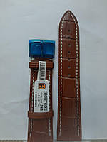 Ремінець для наручного годинника 22мм HIGHTONE HT-383 шкіра гіпоалергенний коричневий з візерунком